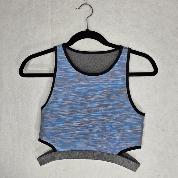 SWEATY BETTY Blue Grey Reversible Cut Out Cropped Sleeveless Crop Top Medium - Picture 1 of 13